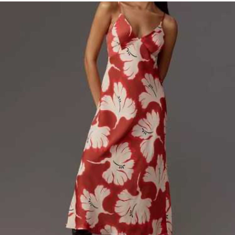 Anthropologie Sleeveless V-Neck Slip Midi Dress - Picture 3 of 5